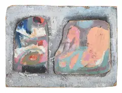 Untitled by Clifford Fishwick, Oil and mixed media collage, offered Mar 2025