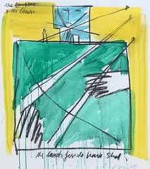 The fireplace and the lawn by Bruce McLean, 1987, Acrylic and ink on paper, offered Mar 2025