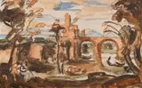 Classical landscape by Duncan Grant, 1924, Watercolour, sold Mar 2025