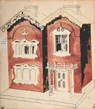 Caroline's first doll's house by John Piper, Ink and watercolour, sold Mar 2025