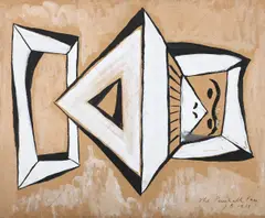 The perishable face by John Bantng, 1960, Gouache, ink and pencil on buff paper, offered Mar 2025