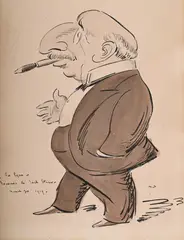 Study of a gentleman smoking by Max Beerbohm, Watercolour and ink, sold Mar 2025