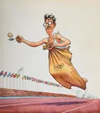 To hell with the olympics! (punch) by Norman Thelwell, Gouache, watercolour and ink, sold Mar 2025