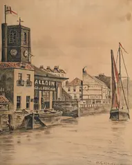 On the thames by Walter Greaves, Pencil, ink and watercolour, sold Mar 2025