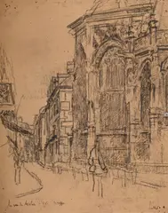 La rue du mortier d'or, dieppe by Walter Sickert, Pencil, sold Mar 2025