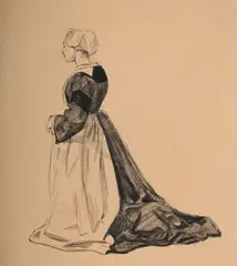 Breton girl kneeling by Robert Bevan, drawing, sold Mar 2025