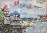 Rowers at henley on thames by Paul Maze, Pastel, sold Mar 2025