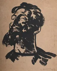 Head of a bearded man by Jacob Kramer, 1918, ink, sold Mar 2025