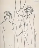 A 'grafitti' drawing by Keith Vaughan, Pencil, sold Mar 2025
