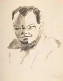 Portrait of a soldier by Keith Vaughan, Ink and wash, offered Mar 2025
