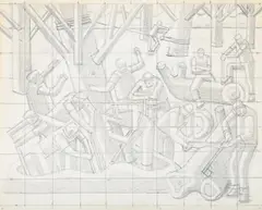 Tree cutters by William Roberts, Pencil, squared for transfer, sold Mar 2025