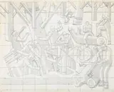Tree cutters by William Roberts, Pencil, squared for transfer, sold Mar 2025
