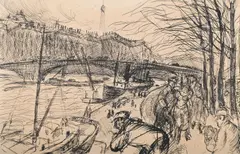 La seine by Christopher Wood, Ink, sold Mar 2025