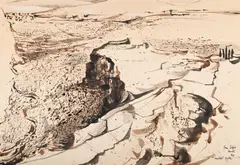 From delphi towards itea by Michael Ayrton, 1958, Ink, wash and gouache, sold Mar 2025