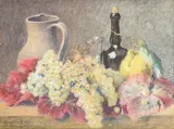 Raisins blancs, coings et cruche de grès by Pierre Ernest Prins, 1879, Pastel, sold Mar 2025
