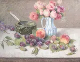 Roses du midi - cuve de jade et fruits by Pierre Ernest Prins, 1909, Pastel, sold Mar 2025