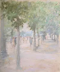 Chestnuts in the tulieries by Diana Armfield, 1984, Pastel, sold Mar 2025