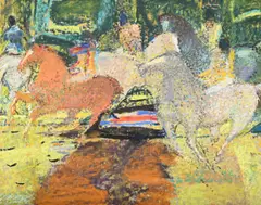 Horsemen by Robin Philipson, 1985, Pastel, sold Mar 2025