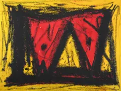 Twin red by William Gear, 1995, Pastel, sold Mar 2025