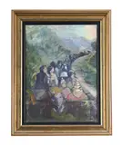Riding the ratty at ravenglass by Majorie Heather, 1975, Oil on board, sold Mar 2025