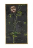 Self-portrait with plant by Anthony Green, 1964, Oil on board, sold Mar 2025
