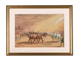Horses at harringay arena by Anne Bullen, Watercolour and pencil heightened with bodycolour, sold Mar 2025