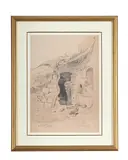 Oriental figures smoking by Carl Haag, Pencil on paper, offered Mar 2025