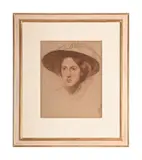 Portrait study of a woman wearing a hat by George Spencer Watson, Pastel, sold Mar 2025