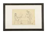 At the restaurant by Bernard Boutet de Monvel, Ink and pencil, sold Mar 2025