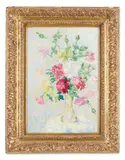 Vase de fleurs by Achille Laugé, Oil on board, sold Mar 2025