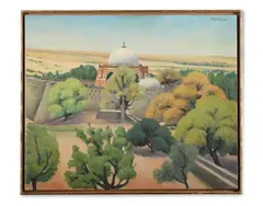 Tomb of tughlaq shah, tughlakabad, delhi by Tobit Roche, 1983, Oil on canvas, sold Mar 2025