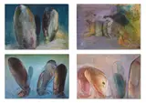 Untitled, two works by Orsina Sforza, 1998, Oil on board, sold Mar 2025