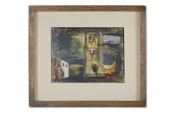 Cathedral square by John Piper, 1947, Oil on canvas laid to board, sold Mar 2025
