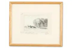 Inbower'd vaults of pillar'd palm by Edward Lear, watercolor, sold Mar 2025