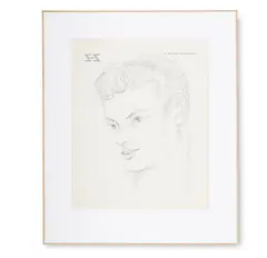 Portrait de jean marais by Valentine Hugo, Pencil, sold Mar 2025