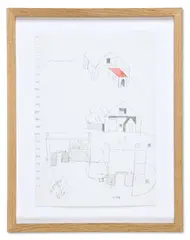 Architectural plan by Ettore Sottsass, Pencil and coloured crayon, sold Mar 2025