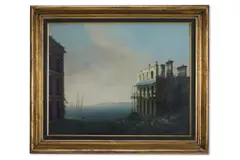 Forgotten resort by Felix Kelly, Oil on board, sold Feb 2025