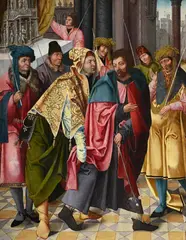 Saint joseph and the miracle of the flowering rod by Brussels Master, Oil on oak panel, sold Feb 2025