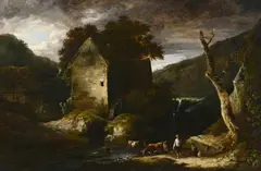 A wooded river landscape with drovers by Benjamin Barker, Oil on canvas, sold Feb 2025