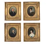 A set of four family portraits by J Martin, Oil on canvas, oval frame, sold Feb 2025