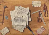 Trompe l'oeil of letters and other objects by Egidio Maria Bordoni, Oil on canvas, sold Feb 2025