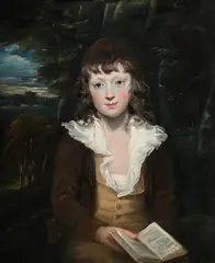 Portrait of a young boy holding a book by William Beechey, Oil on canvas, sold Feb 2025
