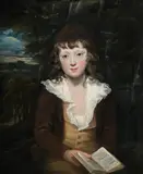 Portrait of a young boy holding a book by William Beechey, Oil on canvas, sold Feb 2025