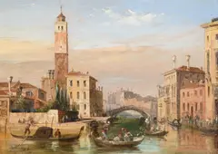 The entrance to the cannaregio, venice by Edward Pritchett, Oil on canvas, sold Feb 2025