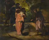 The return of the pilgrim by Paul Falconer Poole, Oil on board, sold Feb 2025