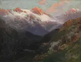 Evening, the selkirks by Robert Ford Gagen, Oil on canvas, sold Feb 2025