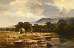 Landscape with hay wain by Walter Wallor Caffyn, Oil on canvas, sold Feb 2025