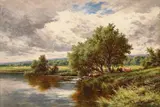 The river wey, ripley by Henry H. Parker, Oil on canvas, sold Feb 2025
