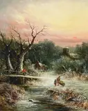 Snowscape with church by William Ellis, Oil on canvas, sold Feb 2025