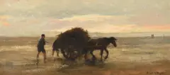 Collecting the wrack by Bernard de Hoog, Oil on panel, sold Feb 2025